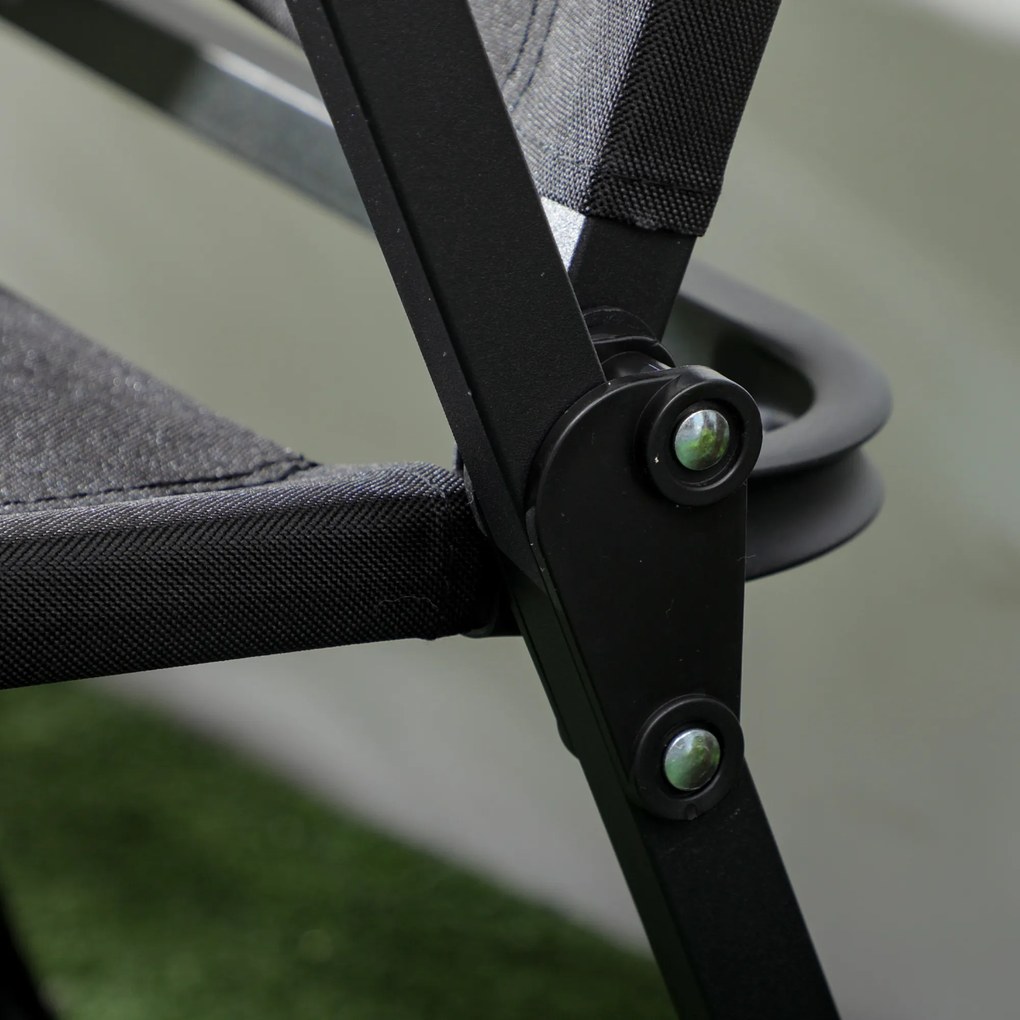 Outsunny Krzesła kempingowe, 2 szt., Składane, ze Stalą, Czarne