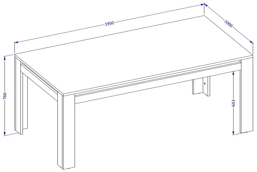 Stół prostokątny DADES 195x100 dąb samdal/czarny mat HELVETIA