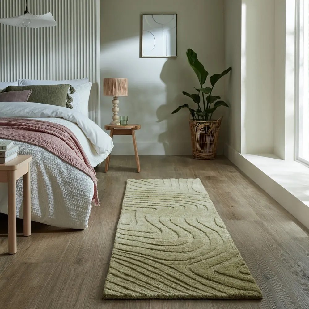 Wełniany chodnik tkany ręcznie w kolorze khaki 60x230 cm Mesmerise Sage – Flair Rugs