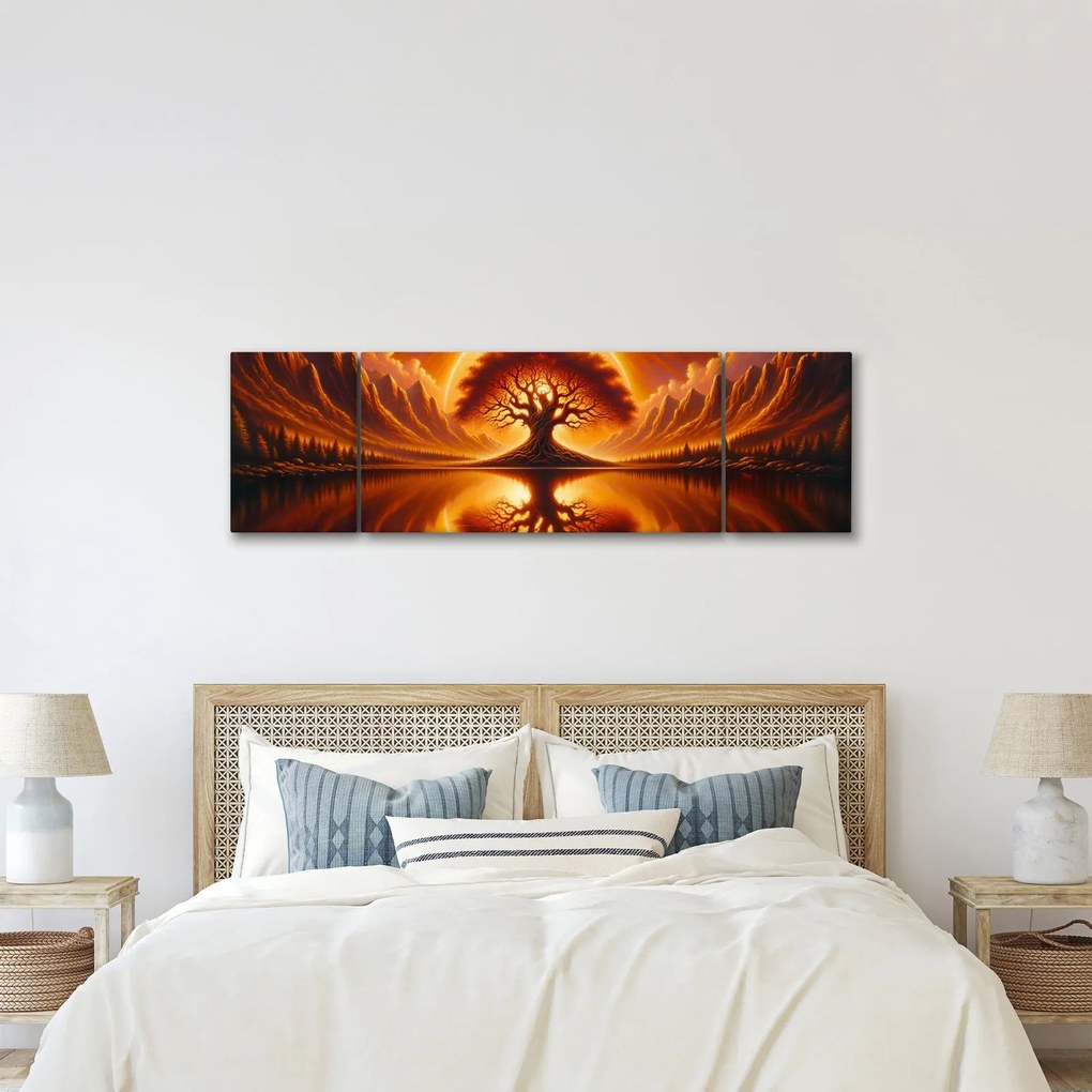 Obraz – Drzewo w krwawym słońcu (170x50 cm)