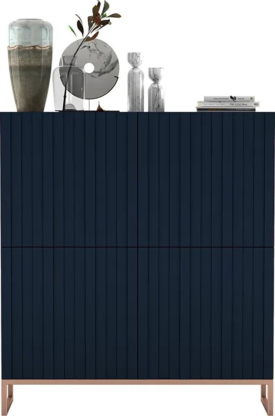 Granatowa komoda z lamelowym frontem E5-M85