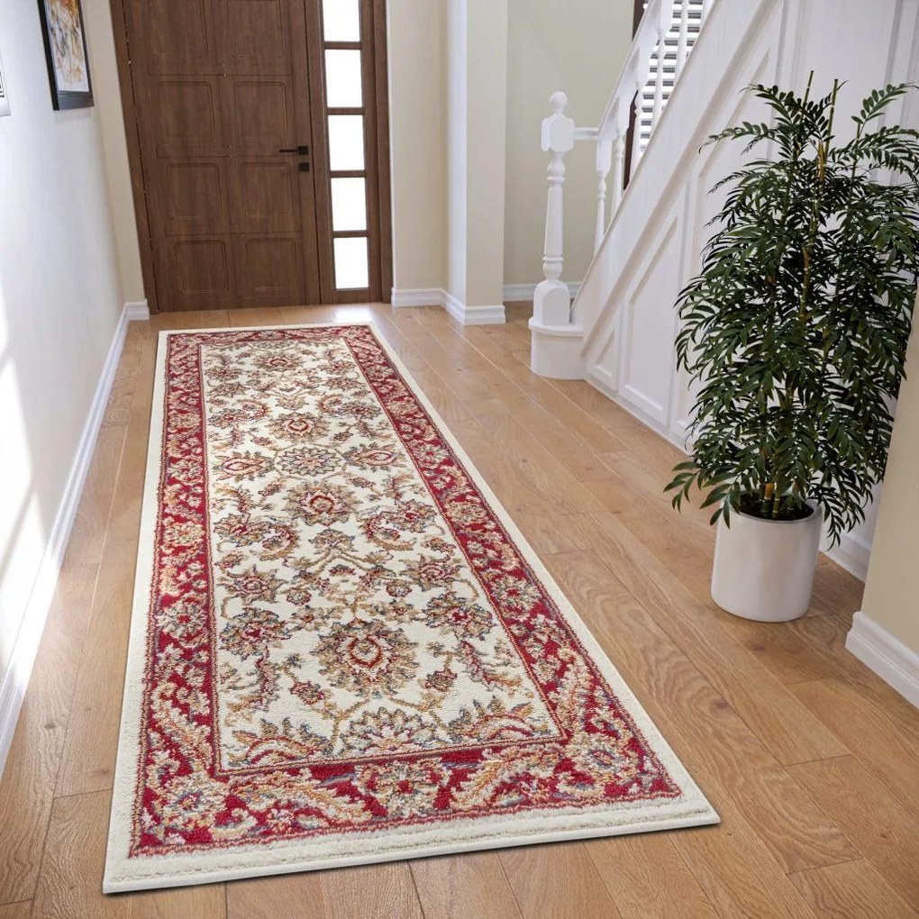 Dywan Luxor Perski Florystyczny kremowo - czerwony 80 cm x 240 cm