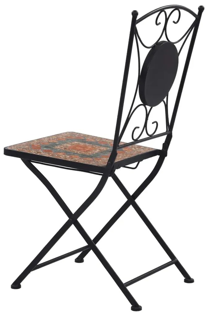 3-cz. szaro-pomarańczowy ceramiczny zestaw mebli bistro Z9-F12