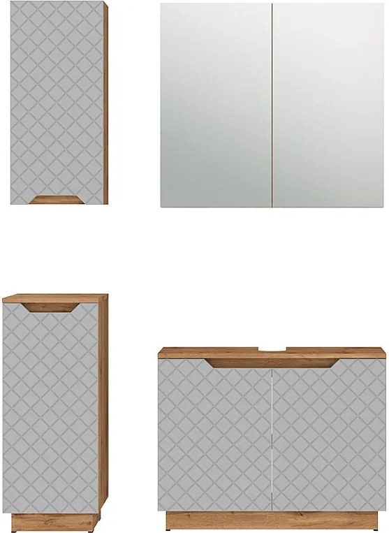 Zestaw mebli łazienkowych dąb/szary ze strukturą płytek 79.6x32x62.1 lotta
