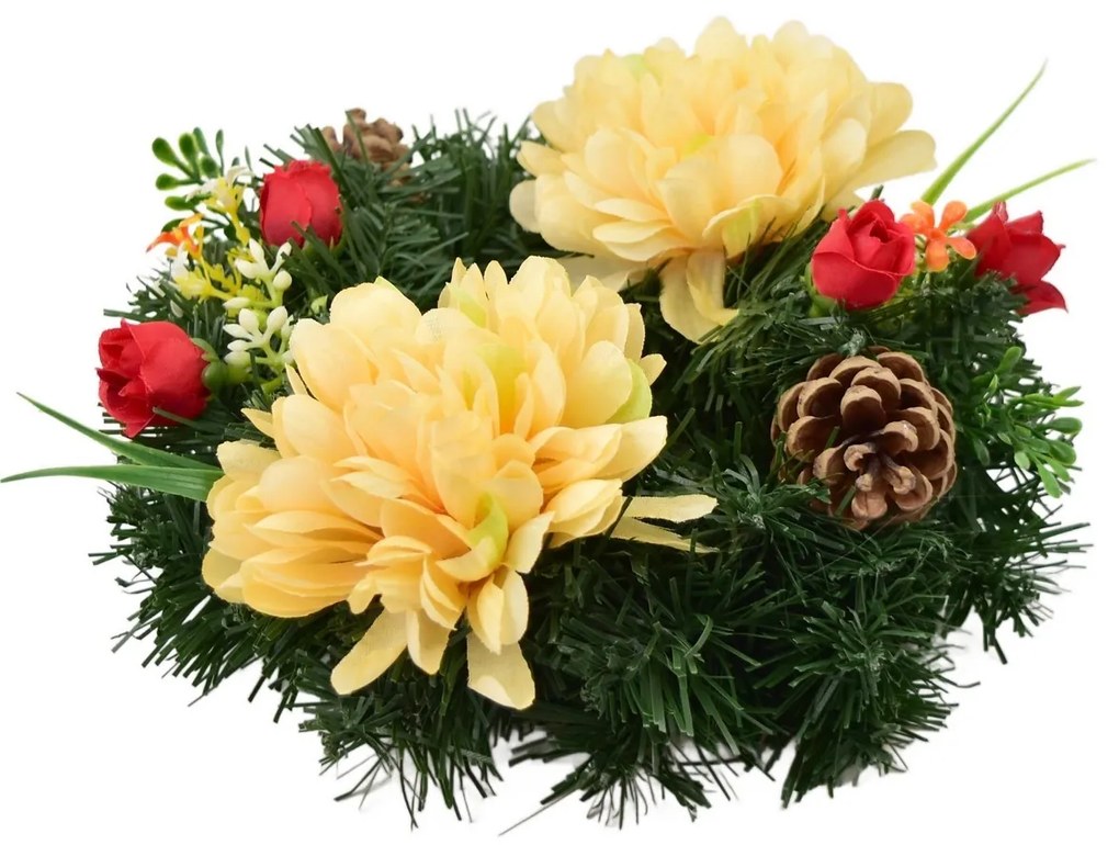 Wianek na Dzień Zaduszny Pomarańczowe chryzantemy, 20 cm
