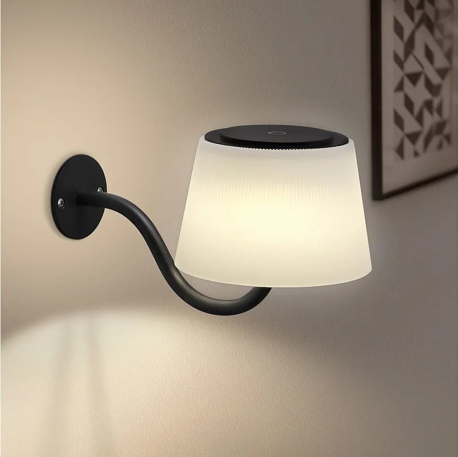 NETTLIFE Lampa ścienna do wnętrz zasilana bateryjnie: 2 ściemnialne lampy ścienne LED z przełącznikiem, nowoczesne czarne bezprzewodowe reflektory ścienne