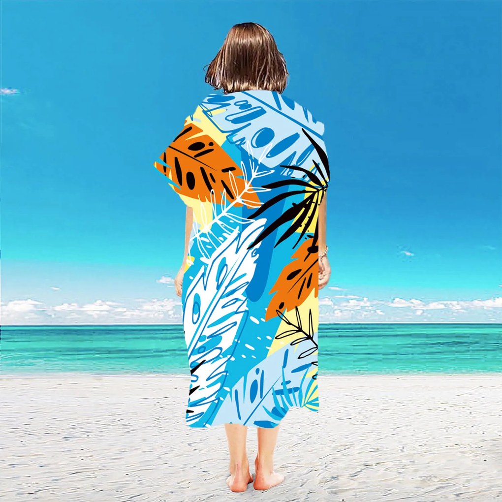 Ponczo plażowe SUMMER FRESH niebiesko-żółte 80x145 cm