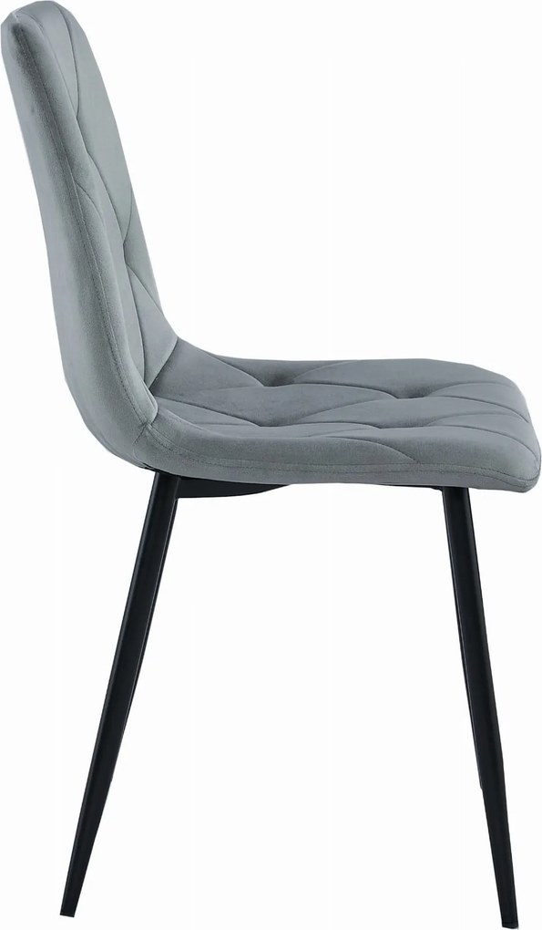 PROMOCJA Szare aksamitne krzesło do jadalni LIBRA z czarnymi nogami II gatunek