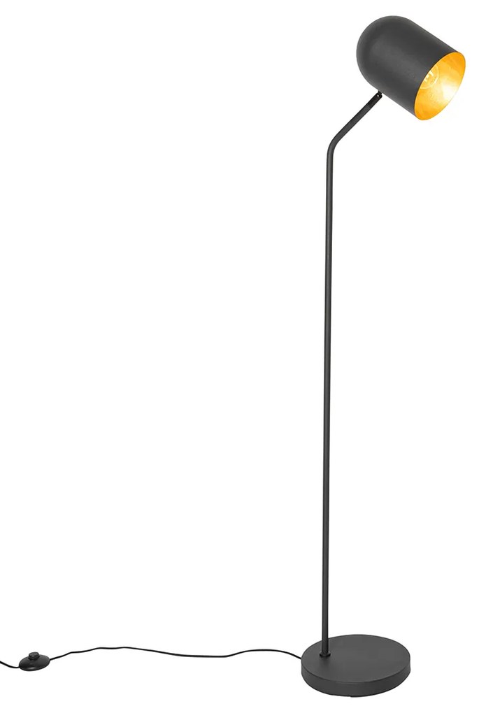 Nowoczesna lampa stojąca czarna ze złotem, regulowana - Morik