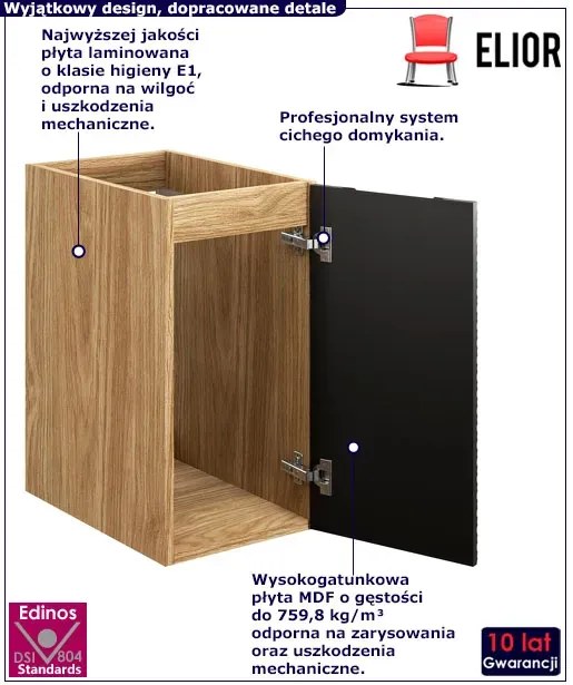 Czarna wisząca szafka łazienkowa 3D połysk W6-F37