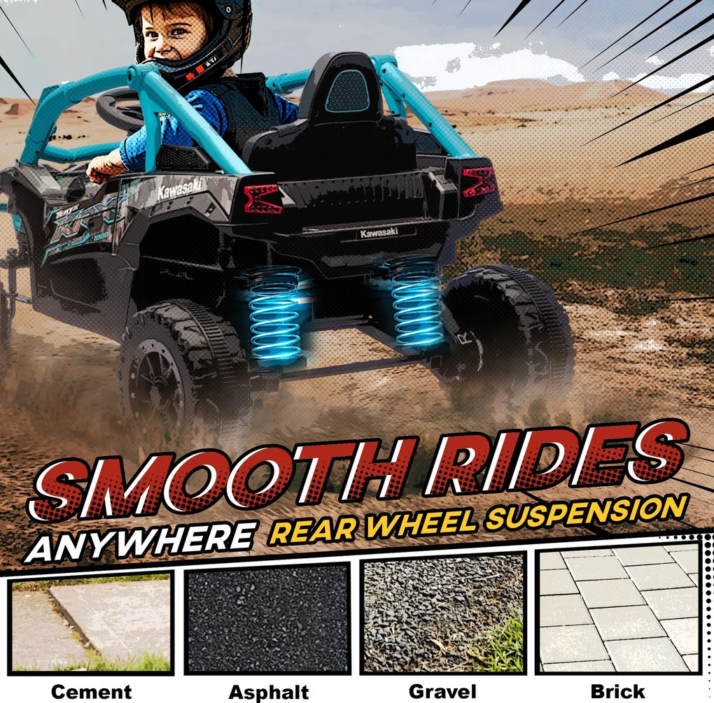 AIYAPLAY 12V Elektryczny pojazd terenowy dla dzieci, pilot, światła LED, muzyka, klakson, dla dzieci 3-8 lat, niebieski