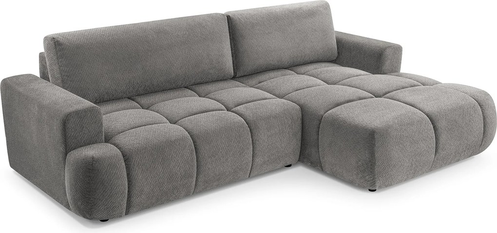 Masseno Narożnik VASTO z funkcją spania i pojemnikiem na pościel Narozniki L, Rozkładana sofa - Szary, VINCI 07