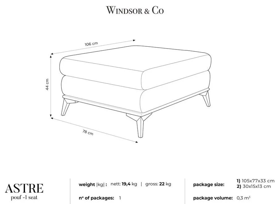 Ciemnobrązowy puf z aksamitnym obiciem Windsor &amp; Co Sofas Astre