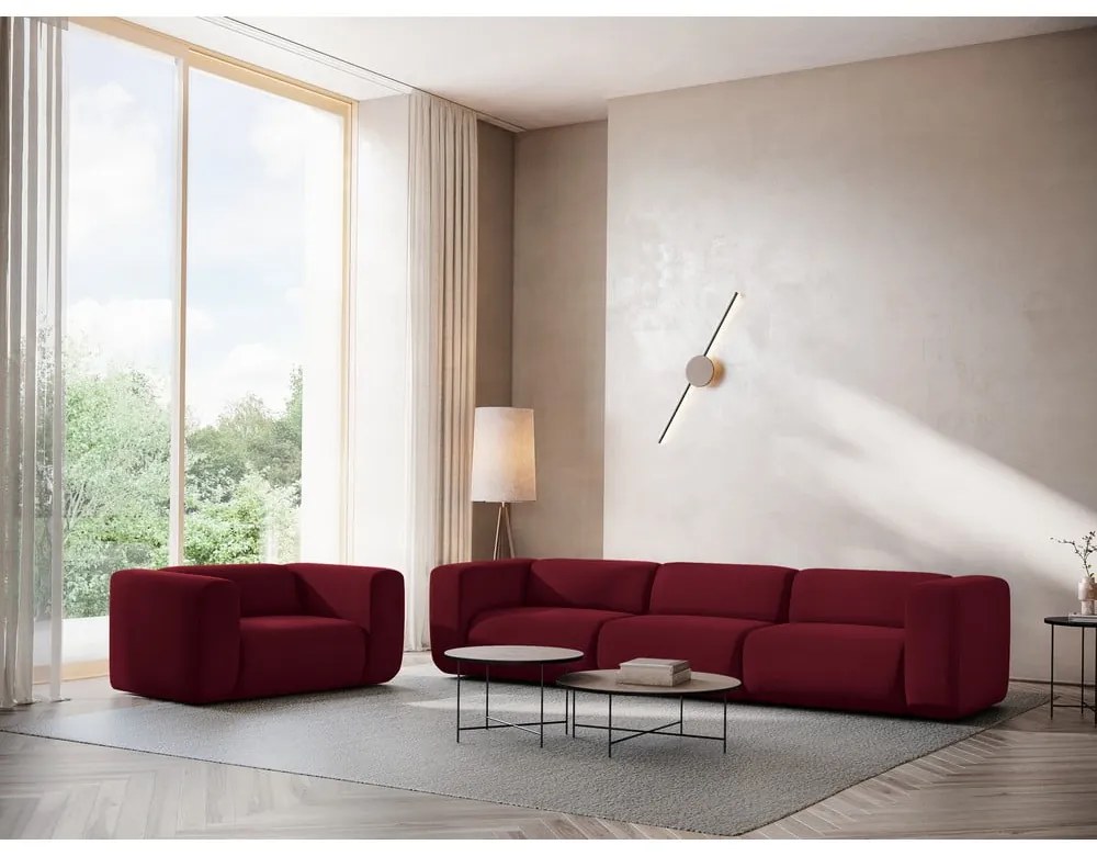 Bordowa aksamitna sofa 228 cm Ekahi – Makamii