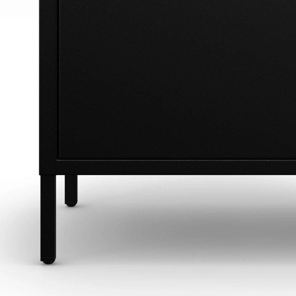 Szafka metalowa niska na nóżkach z półkami czarna, 800x1015x400 mm: VITO Modern