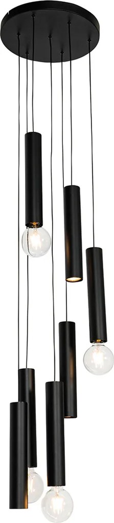 Designerska lampa wisząca czarna okrągła 7-świateł - Tuba