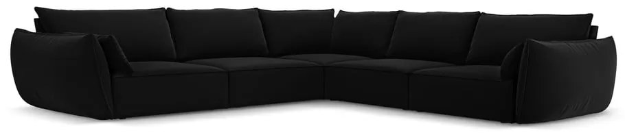 Czarny aksamitny narożnik Vanda – Mazzini Sofas