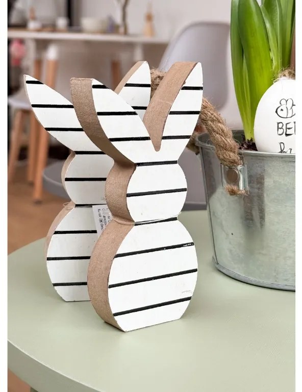 Wielkanocny drewniany królik WHITE BUNNY 14 cm biały