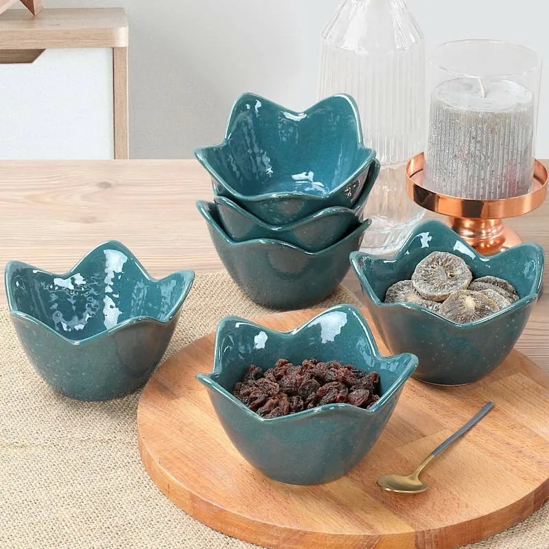 Zestaw 6 misek ceramicznych Lotus 11,8 cm, turkusowy