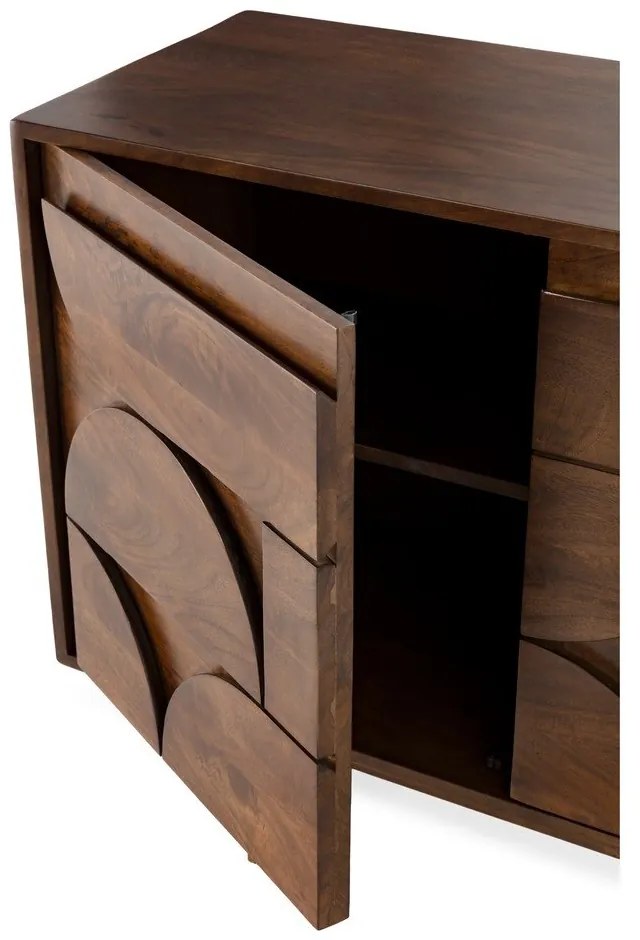 Brązowa komoda z litego drewna mango 145x76x40 cm Trisha – MOME