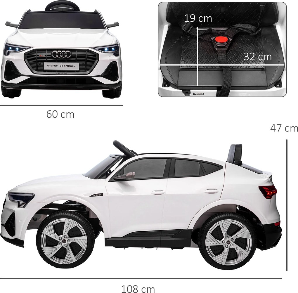 Elektryczny samochód dziecięcy HOMCOM Audi 3–8 km/h biały