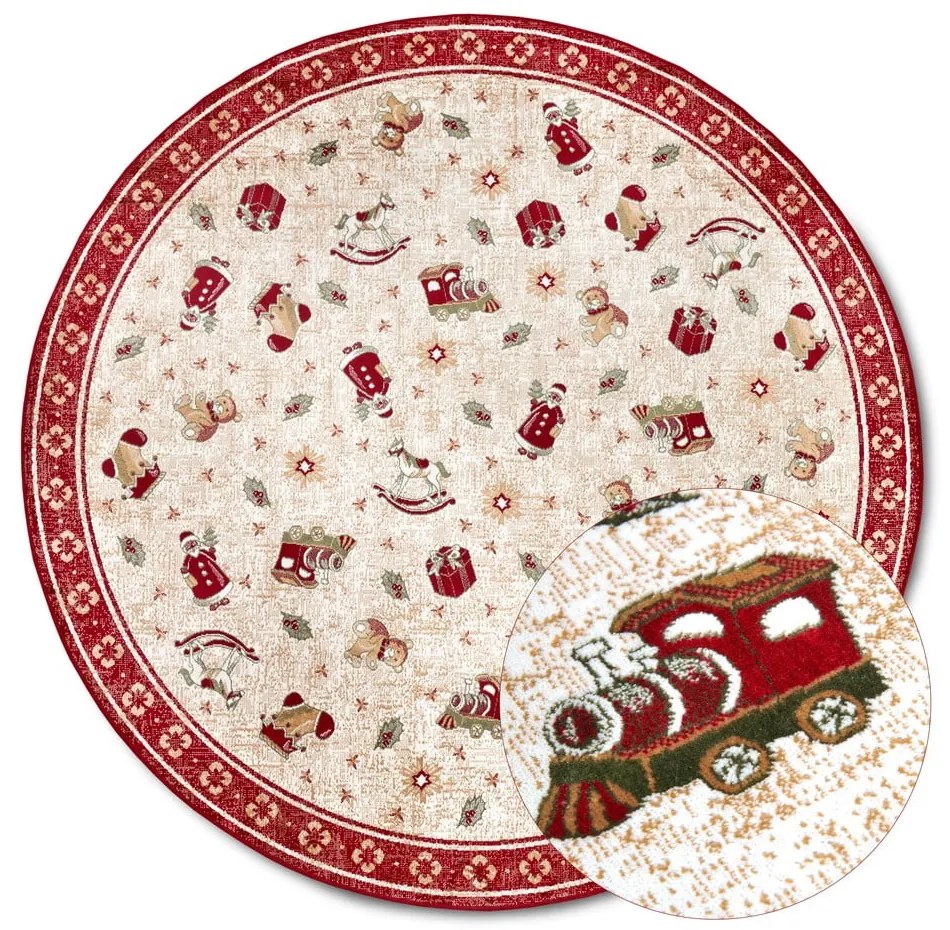 Czerwony okrągły dywan z mieszanki bawełny ze świątecznym motywem ø 160 cm Toy's Delight Red Christmas – Villeroy&amp;Boch