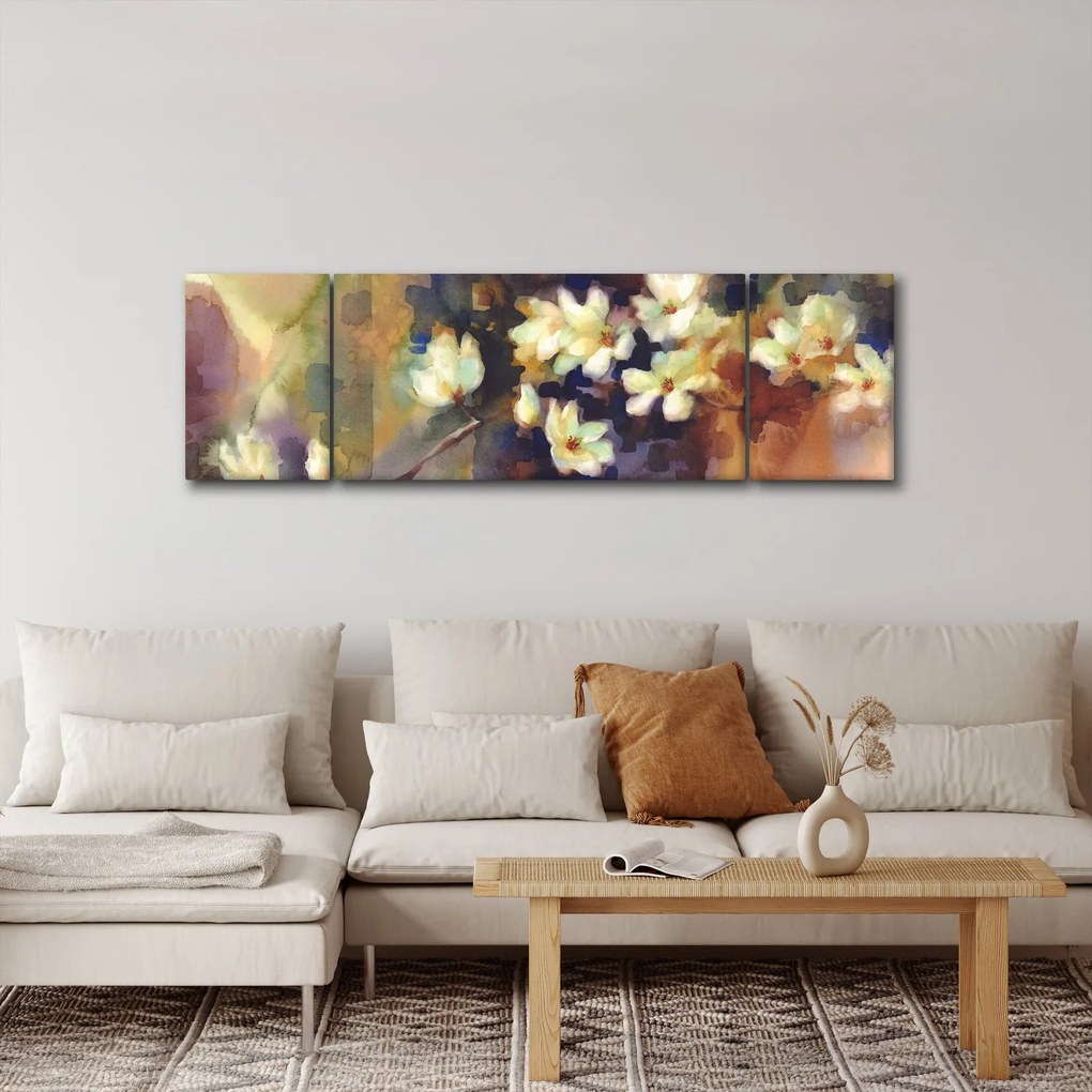 Obraz - Białe magnolie, malarstwo (170x50 cm)