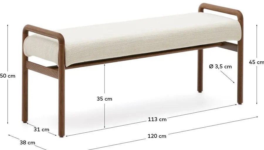 Kremowa/w naturalnym kolorze ławka z tkaniny szenilowej Macaret – Kave Home