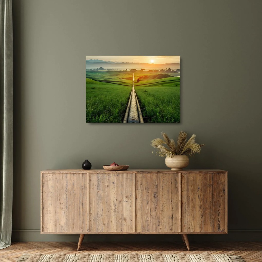 Obraz na szkle - Wschód słońca nad doliną (70x50 cm)