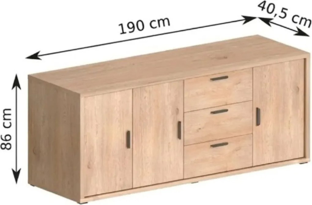 Komoda BRESSO 190 cm do Salonu Sypialni Dąb