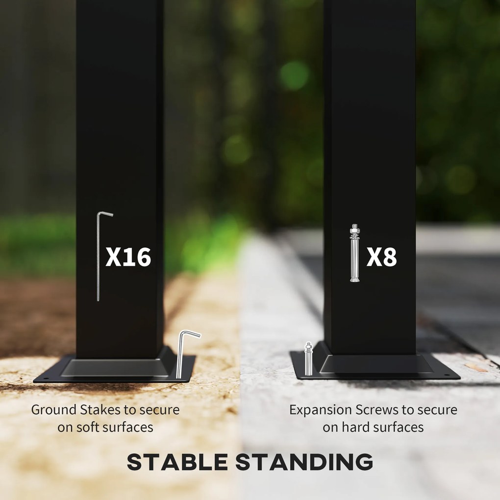 Outsunny Pawilon Ogrodowy, 3,3 x 4 m Namiot z Siatkowymi Zasłonami, Dwupoziomowy Dach, Pokrycie Skórą Ekologiczną, Metalowa Rama, Jasnoszary