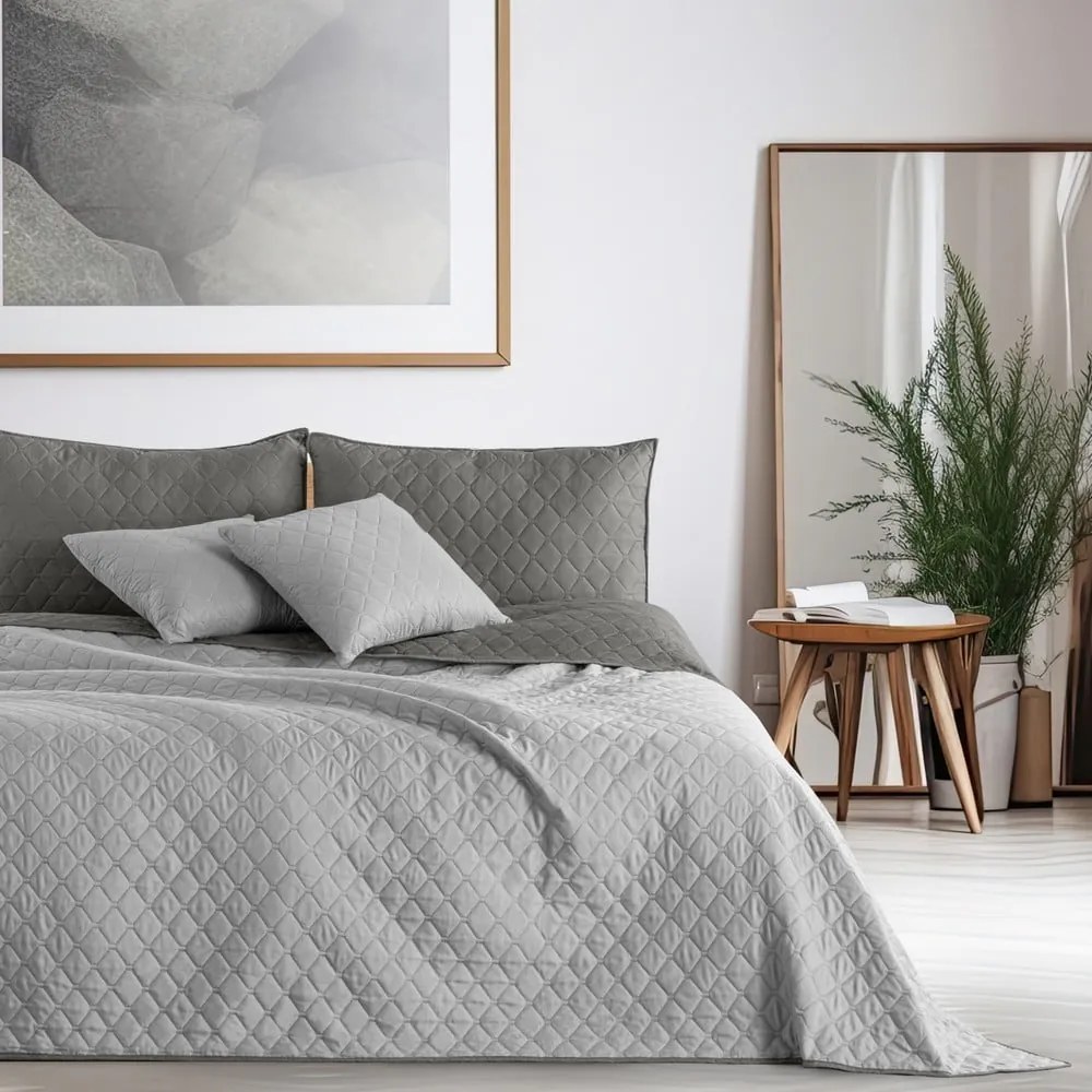 Szara narzuta dwustronna z mikrowłókna DecoKing Axel, 240x260 cm