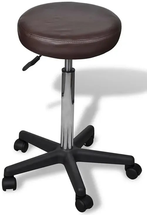 Brązowy zestaw dwóch tapicerowanych taboretów na kółkach W6-B81