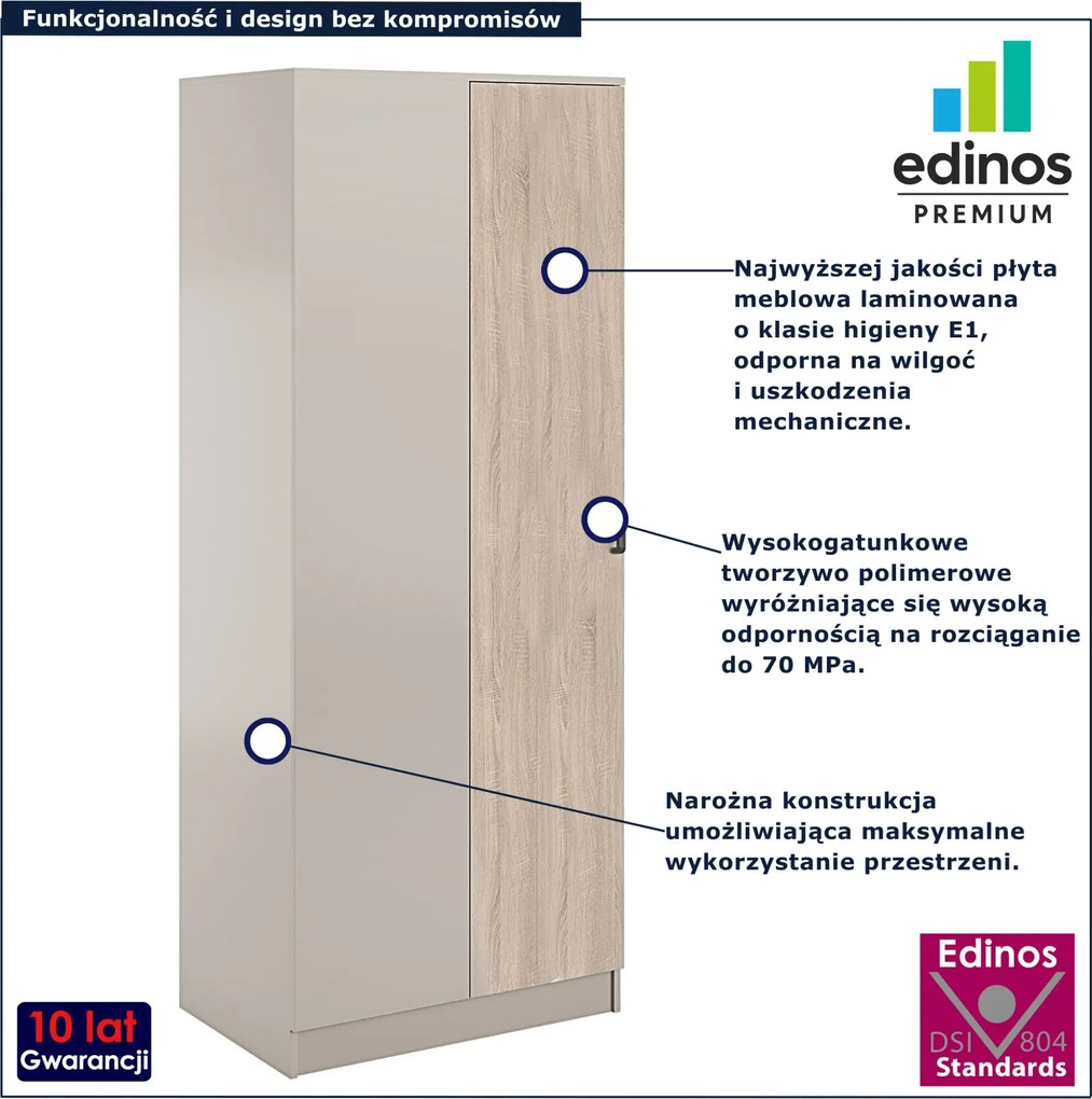 Narożna szafa uchylna w kolorze kaszmir + dąb sonoma B5-K05