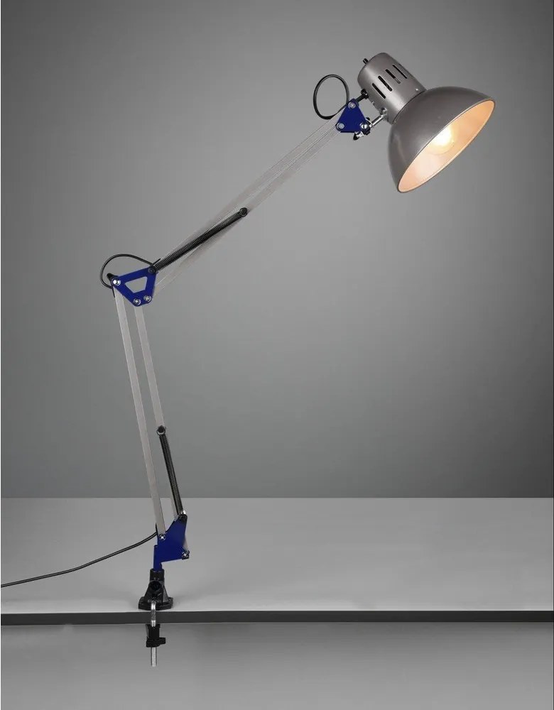 Lampa stołowa z elastyczną konstrukcją/z klipsem w kolorze srebra (wysokość 73,5 cm) Tajo – Trio