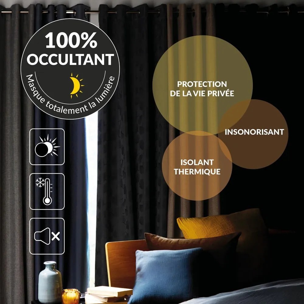 Czarna zasłona termiczna 140x260 cm Icemount – douceur d'intérieur