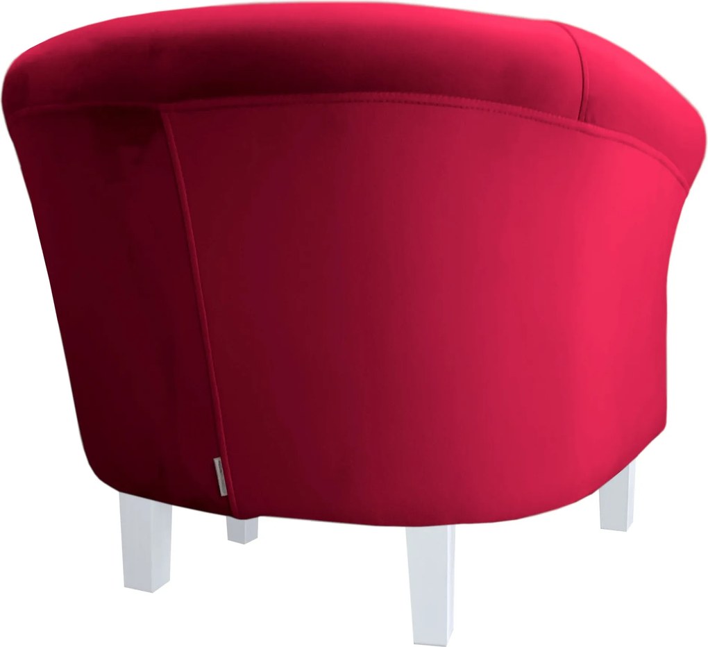 Fotel Milo tkanina Welur wygodny fotel tapicerowany do salonu i sypialni : Kolor nogi - Biała, Kolor tkaniny - VELVET - MG31, Wysokość nogi - 15 cm