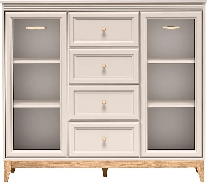 Witryna CUNEO 125,5 x 141,5 cm, Stojąca witryna do Salonu, Kaszmir