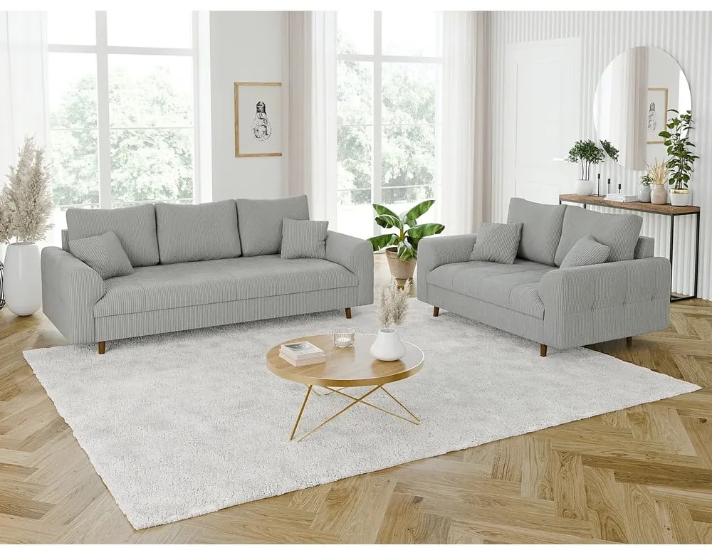 Jasnoszara sztruksowa sofa 150 cm Ariella – Ropez