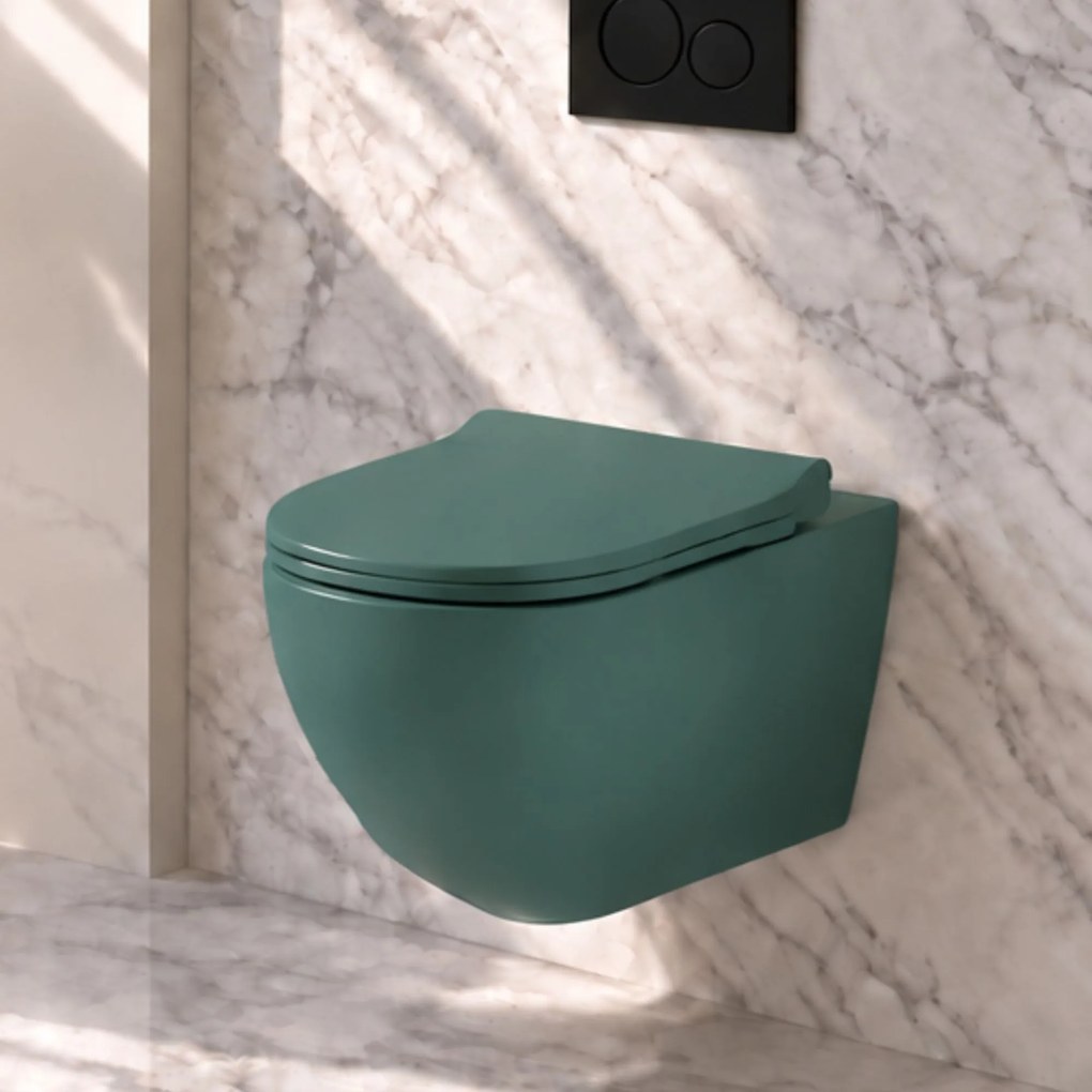 Massi Zestaw umywalka z konglomeratu wolnostojąca RONA i miska WC FLOW Green