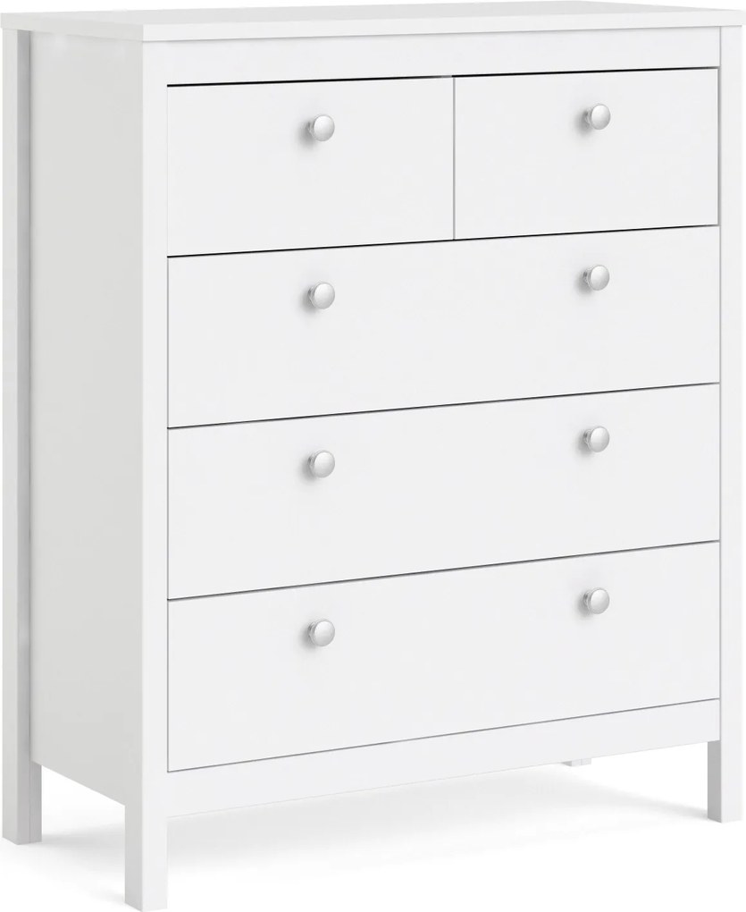 Funkcjonalna komoda pokojowa z szufladami Madrid 3+2 biały mat