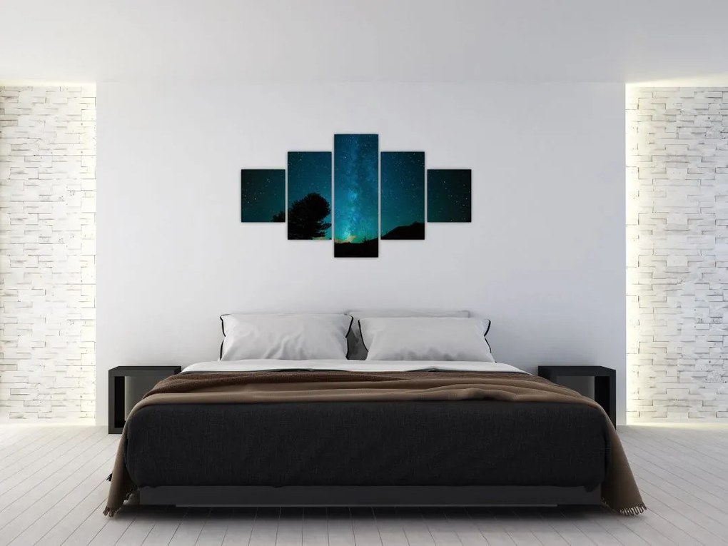 Obraz nocnego nieba z gwiazdami (125x70 cm)