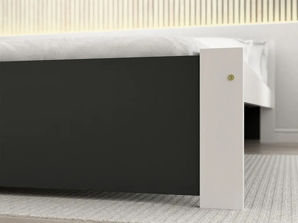 Łóżko IKAROS 140 x 200 cm, antracyt/biały Stelaż: Ze stelażem listwowym rolowanym elastycznym, Materac: Materac Deluxe 10 cm