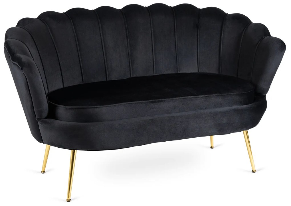 Sofa ZENDAYA Dwuosobowa Czarna Muszelka Glamour do Salonu