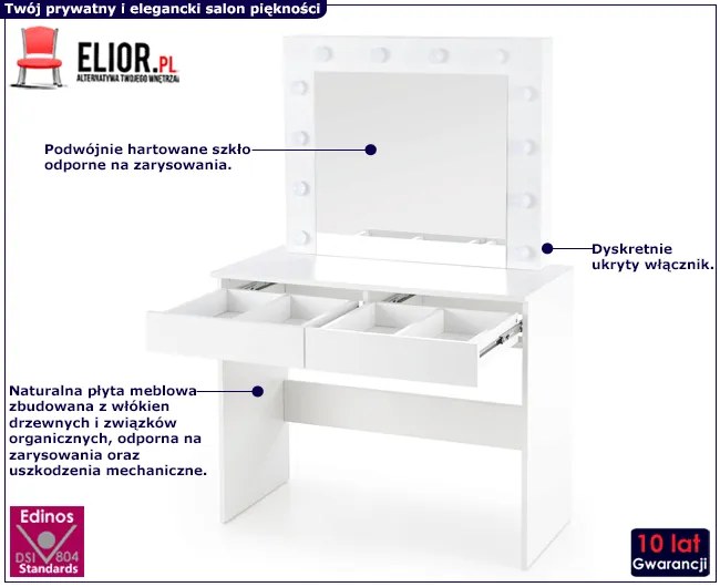 Biurko białe z toaletką z lustrem P8-C39