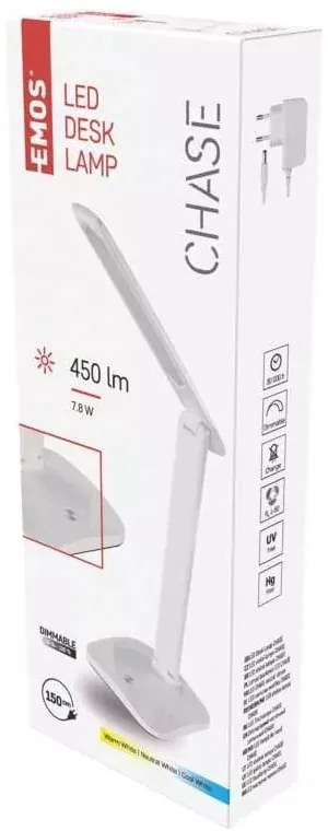 Biała lampa stołowa LED ze ściemniaczem (wys. 37 cm) Chase – EMOS