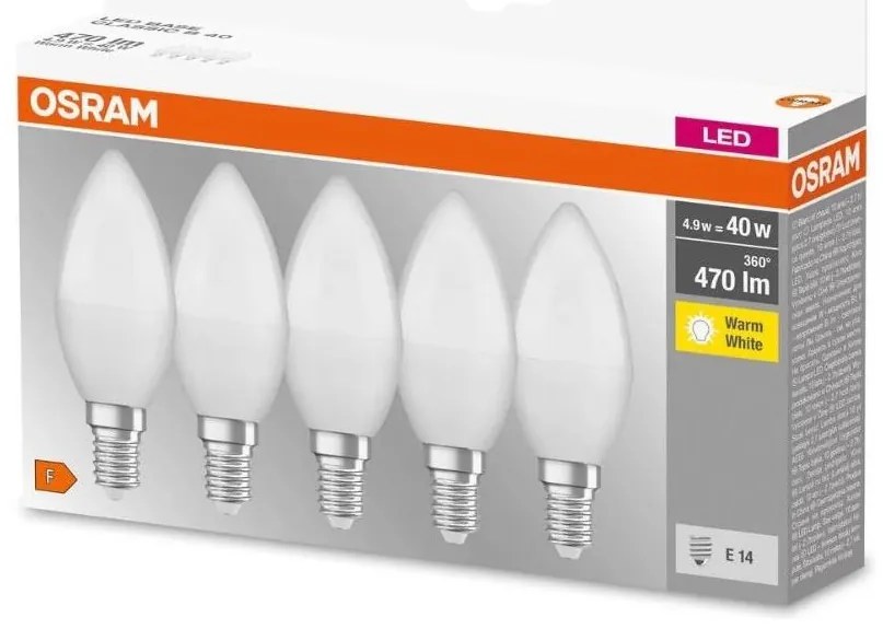 ZESTAW 5x LED Żarówka BASE B40 E14/4,9W/230V 2700K - Osram