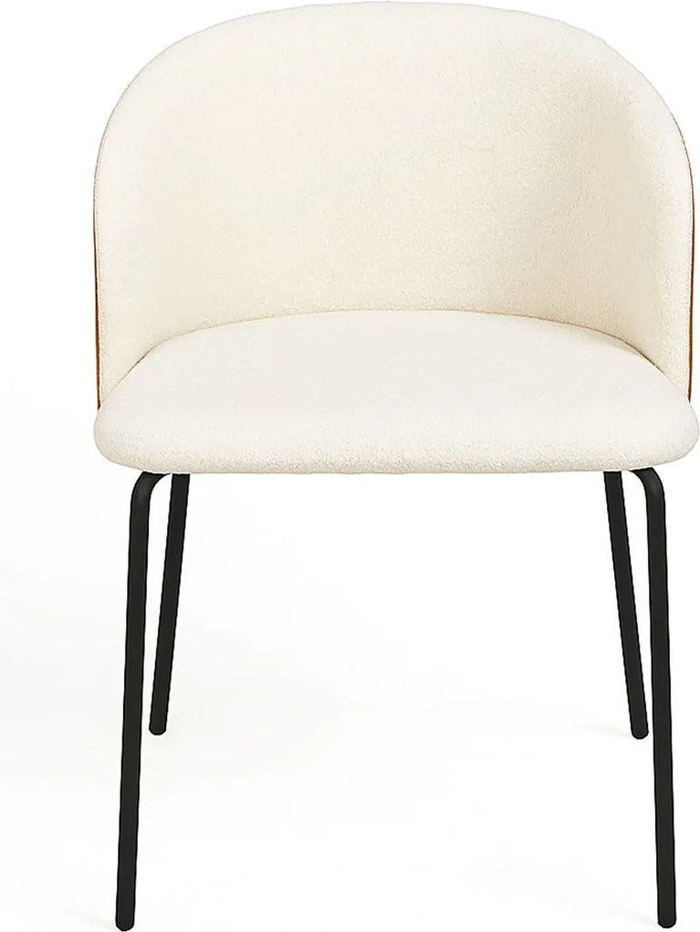 Zestaw 4 Krzese Glacia Biaa Tkanina z Tapicerowanym Drewnianym Oparciem