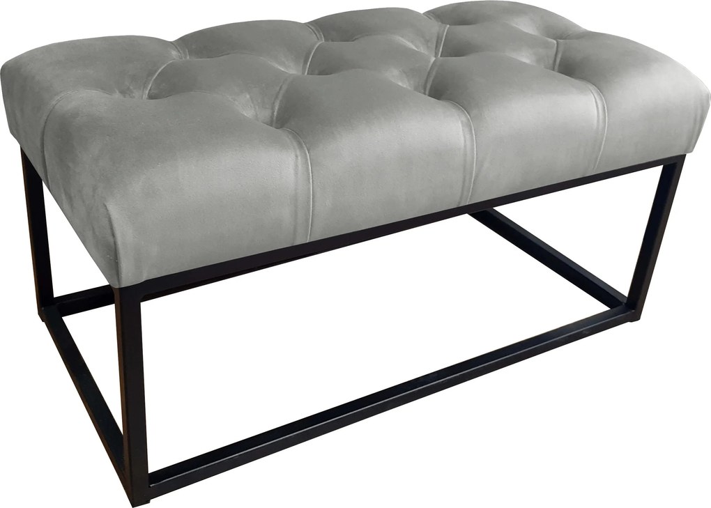 Ławka CHESTERFIELD tkanina Welur loft ławka metal : Kolor Stelaża - Czarny , Kolor tkaniny - VELVET - MG17, Typ tkaniny - Velvet
