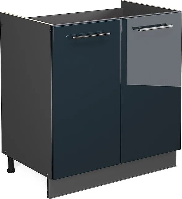 Szafka pod zlew ciemnoniebieski wysoki połysk 80x51.6x82 fame-line